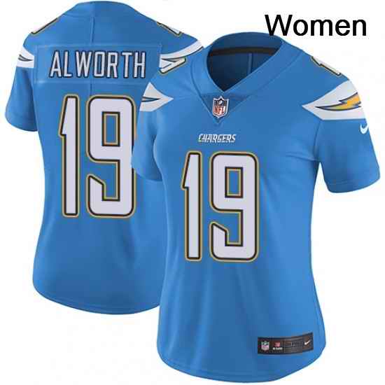 Womens Nike Los Angeles Chargers 19 Lance Alworth Electric Blue Alternate Vapor Untouchable Limited Player NFL Jersey